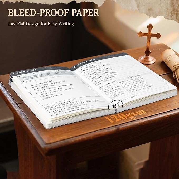 Ospelelf Christian Daily Prayer Journal for Men, Gratitude Journal Planner, Undated 3 Month Bible Notebooks for Note Taking, 120 gsm Thick Paper
