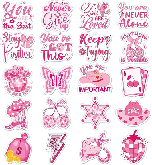 Wxiben Pink Inspirational Refrigerator Magnet - 20 Pcs Motivational Locker Magnets for Girls Mental Health Encouragement Fridge Magnetic Stickers for Home Office Kitchen Whiteboard Decor