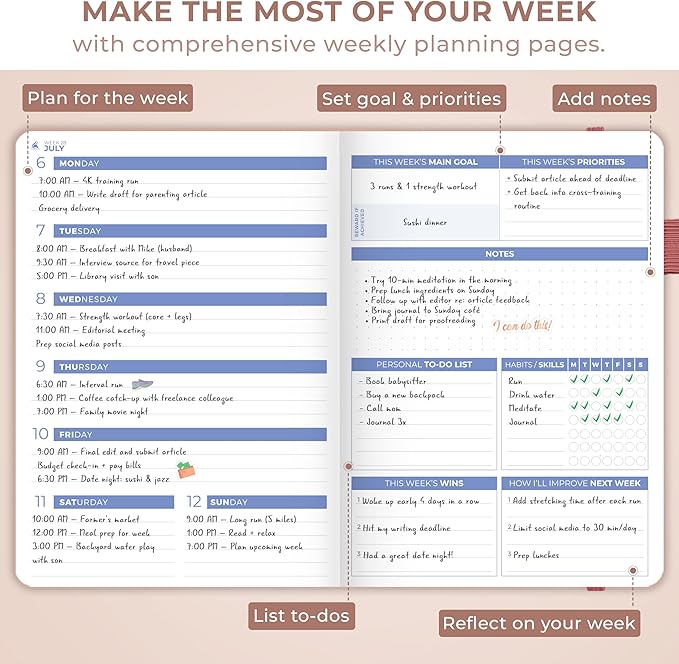 Clever Fox Planner 2nd Edition Dated Jan 2026-Jan 2027 – Colorful Weekly & Monthly Goal Setting Planner, Habit Trackers, Time Management and Productivity Organizer, Gratitude Journal, A5 (Rose Gold)