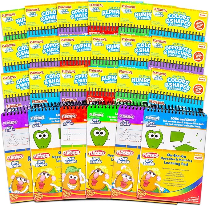 Bulk Write and Wipe Learning Boards Pre K Kindergarten - 24 Dry Erase Alphabet Numbers Handwriting Bundle Tracing Spiral Practice Boards 7"x5" | Playskool Classroom Supplies