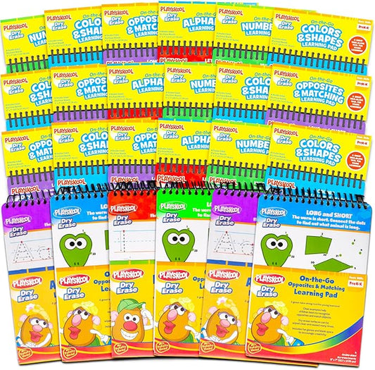 Bulk Write and Wipe Learning Boards Pre K Kindergarten - 24 Dry Erase Alphabet Numbers Handwriting Bundle Tracing Spiral Practice Boards 7"x5" | Playskool Classroom Supplies