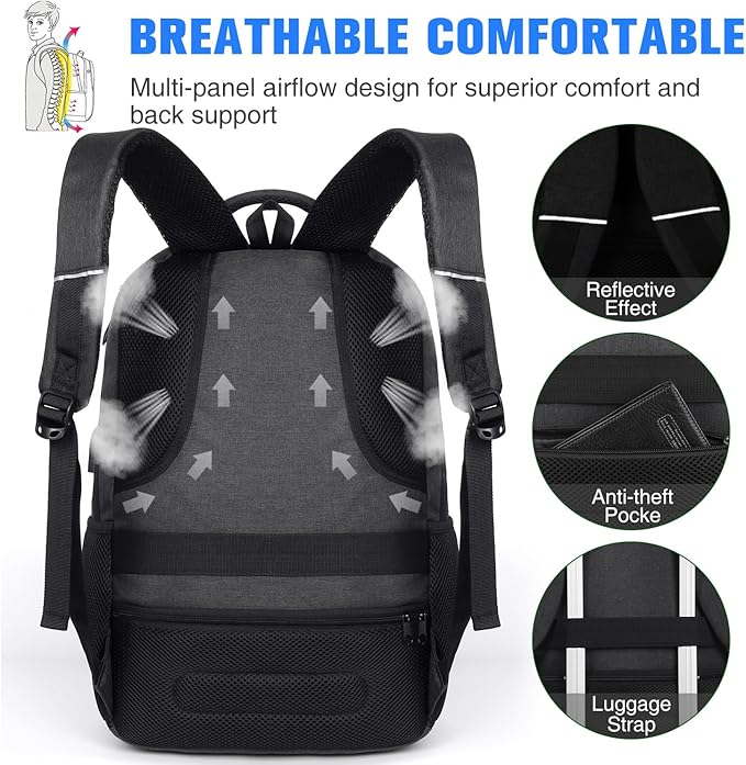 Paude Backpack for Men and Women,School Backpack for Teens,15.6 inch Laptop Backpack with USB Charging port for Business College Travel