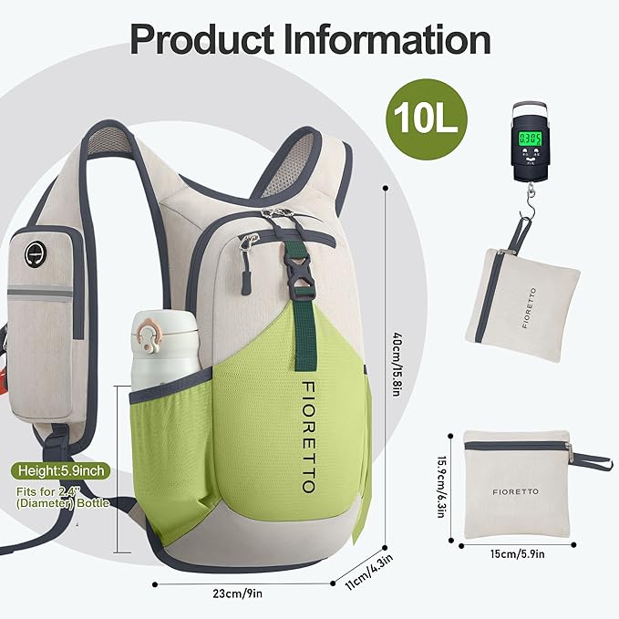 FIORETTO 10L/15L/20L Hiking Backpack for Women Men Mini Packable Backpack Lightweight Small Daypack for Travel Camping