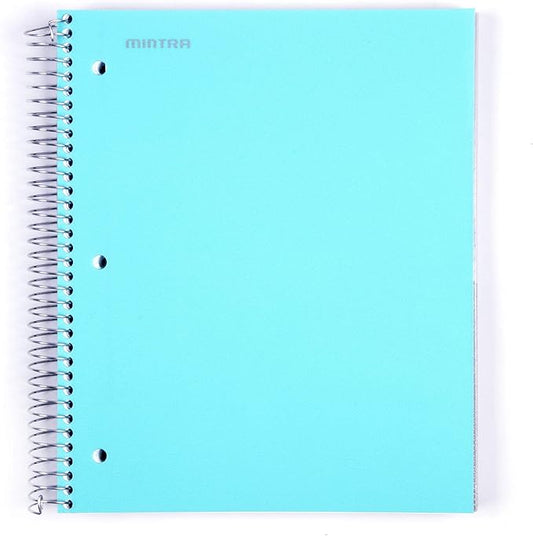 Mintra Office Durable Spiral Notebooks, 5 Subject (Teal, Wide Ruled 1pk)