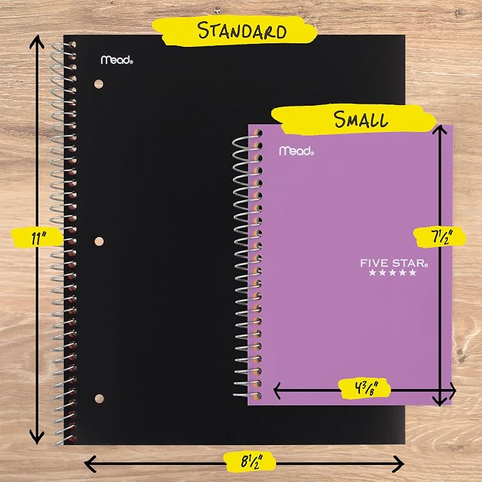 Five Star Spiral Notebook, 1 Subject, College Ruled Paper, 4-3/8" x 7", Small Size, 80 Sheets, Fights Ink Bleed, Water Resistant Cover, Amethyst Purple (450048CF1-ECM)