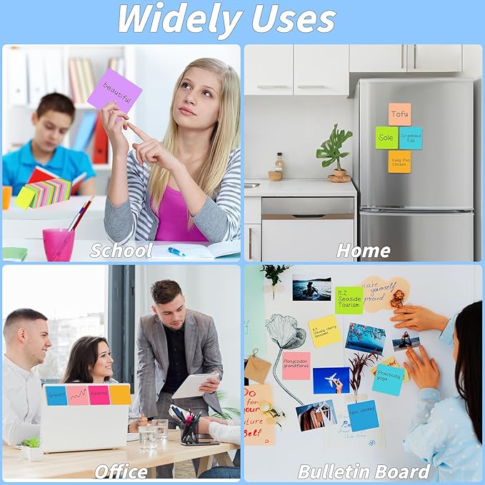 60 Pads Round Corner Sticky Notes 3x3 in Post, 12 Bright Colors Self-Stick Note Pads it, Strong Adhesive Paper Memo Pads, 75 Sheets/Pad, Colored Note Pad Easy to Post for Home, Office, Notebook