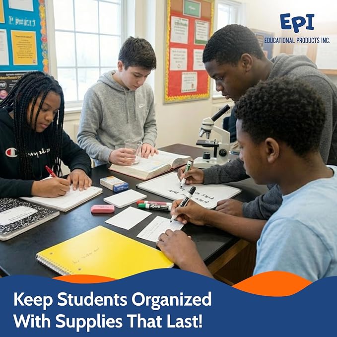 EPI Essentials Bulk Back to School Supplies for Kids – 6th to 8th Grade – 48 Items in Kit – Middle School Supply Packs – Wide-Ruled Bundle with Composition Notebooks – Suitable for Homeschooling