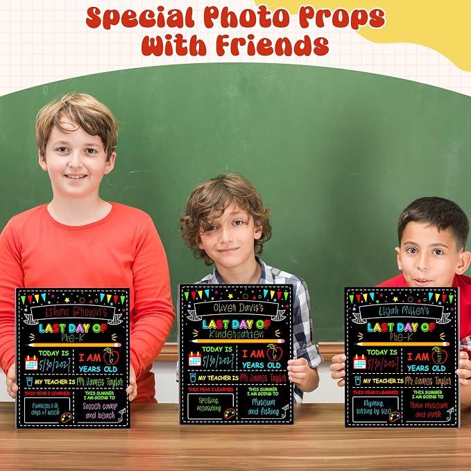 3PCS 1st Day of School Sign Board, Back to School Chalkboard for Kids | 10 × 12 Inches Back to School Chalkboard, Double-Sided First Day & Last Day of Preschool board, Reusable School Board