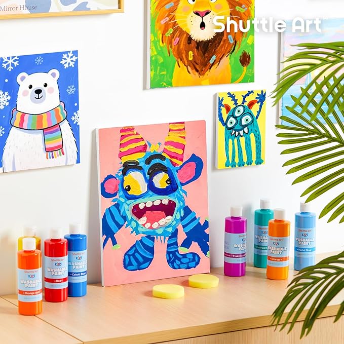 Shuttle Art 20 Colors Washable Paint for Kids, 8.45 oz Bulk Tempera Paint, Non-Toxic Kids Washable Paint for Art and Crafts, School & Home Must Haves