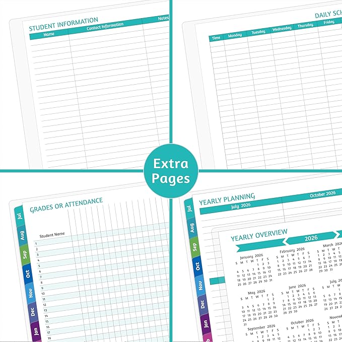 GoiUnlt Teacher Planner 2026-2027, JUL. 2026 – JUN. 2027, Lesson Planner 2026-2027 Academic Year, with Tabs, Thick Paper, 2-Sided Pocket, 8.6″ x 11″ Daily Weekly and Monthly Calendar with 8 Periods