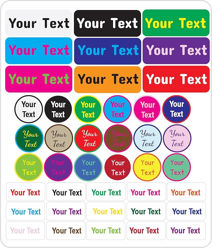 120-ct Personalized Waterproof Name Labels – 3-Line Custom Stick-On Tags for Daycare & Camp – Dishwasher-Safe, Cute Pastel Designs, Pre-Cut
