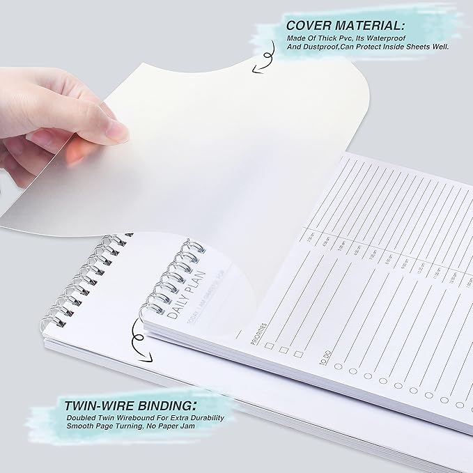 3PC Daily Shedule Planner Hourly Appointment Planner Personal Organizer with Work To-Do List, Priorities 6.5 x 9.8