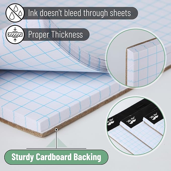 Mr. Pen- Graph Paper, 12 Pack, 30 Sheets/Pack, 8.5"x11", 4x4 (4 Squares Per Inch), Math Graph Paper Pad, Computation Pads