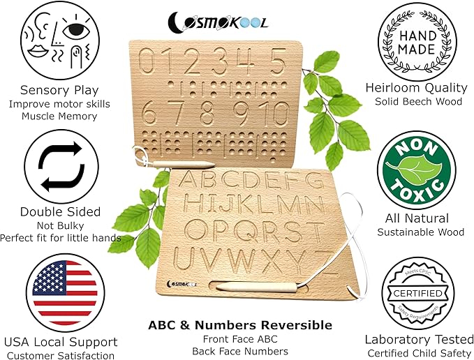 Montessori Alphabet Tracing Boards Alphabet Letters ABC Tracing (ABC+123)