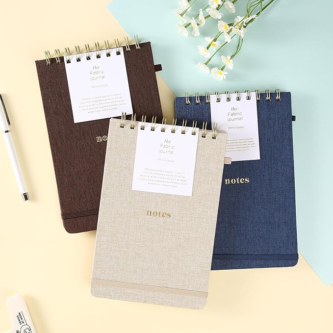 A5 Top Spiral Notebook – Hardcover Journal 160 Pages 100 GSM Thick Paper With Elastic Band & Pen Holder Steno Pads College Ruled Writing Notebooks for Work School Travel Dark Blue