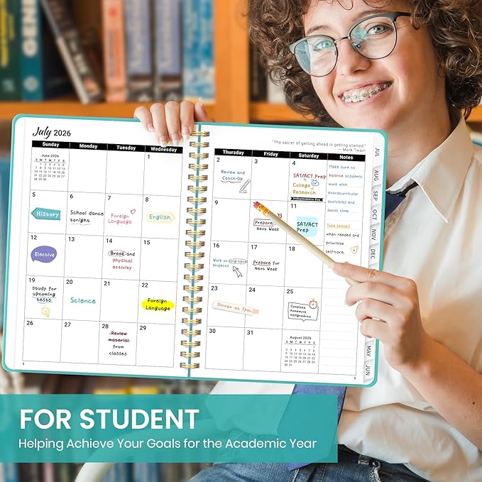 Planner 2026-2027 for Women & Men, Academic Monthly and Weekly Calendar Planner, Jul 2026 - Jun 2027, A4 (8.5" x 11"), Teacher Student Planning Book with Tabs, Ideal for Office School Supplies - Aquamarine