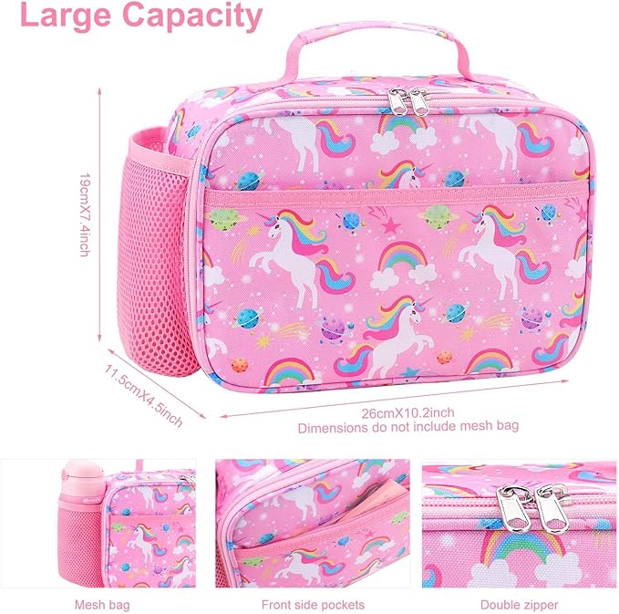 RHCPFOVR Kids Lunch Box for Girls Teens Insulated Lunch Bag Reusable Lunch Tote Kit for School Travel