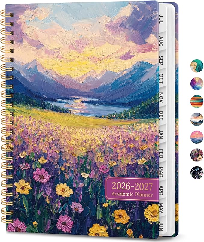Academic Planner 2026-2027, Weekly and Monthly Calendar Book, July 2026 – June 2027, Hardcover Planner with Tabs, Perfect for Teachers, Students, Women & Men, A4 (8.5" x 11") - Blush Horizon