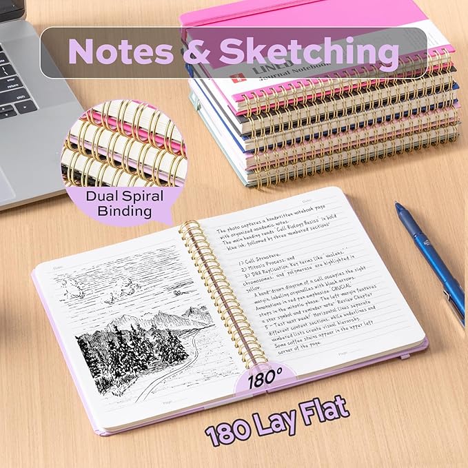 deli 3 Pack Lined Spiral Journal Notebook, 160 Pages, A5 (5.5"x8") Hardcover Writing Notebook, College Ruled Spiral Bound Journal for Women & Men - Perfect for Work, School, Office & Note Taking