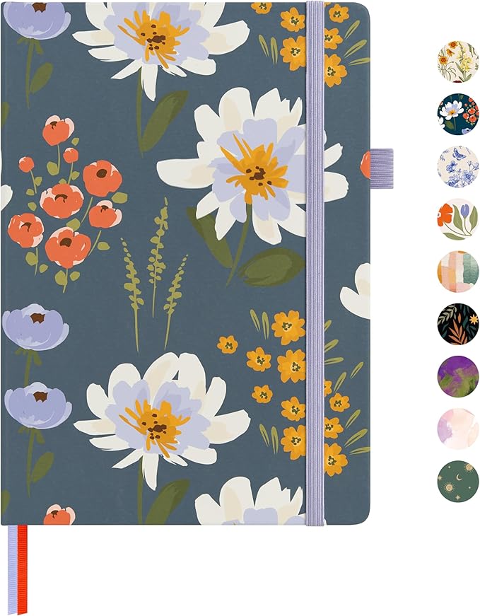 &And Per Se Lined Hardcover Notebook – A5 5.7"x8" College Ruled, 160 Pages, 100gsm Thick Paper – Aesthetic Journal for Women, Gift-Ready Planner, Everyday Writing Notebook (Garden Flowers)