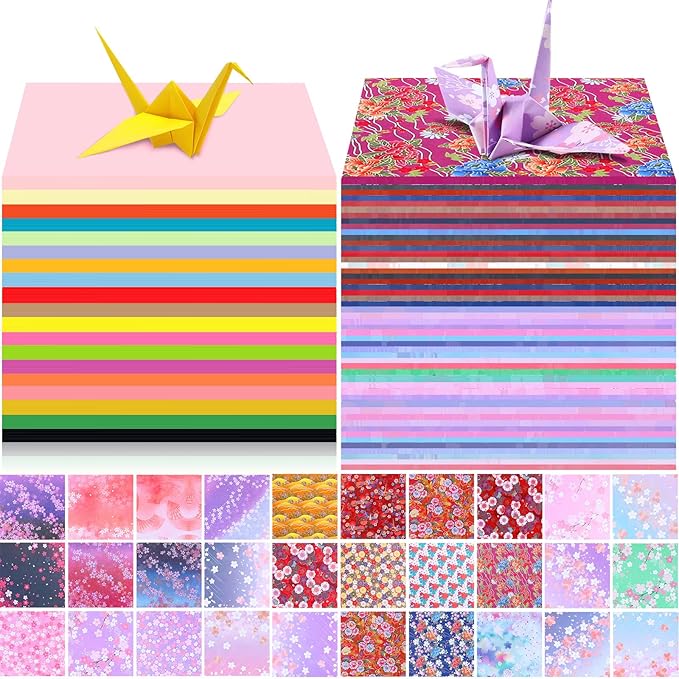 Lincia 840 Sheets Origami Paper Kit 20 Colors 6 x 6 Inch Colorful Folding Japanese Washi Origami Cherry Blossom Paper Double Sided Square Sheets Book for Beginners Adults Kids(840 Sheets)