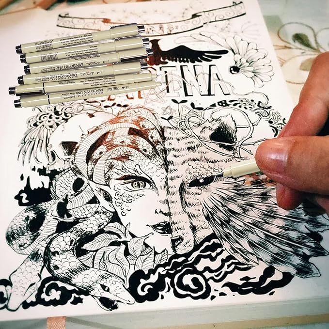Micron Pen Set,Fineliner Pens Fine Liner Pen,Micro Pens for Drawing Sketching Journaling Writing(7 PCS)