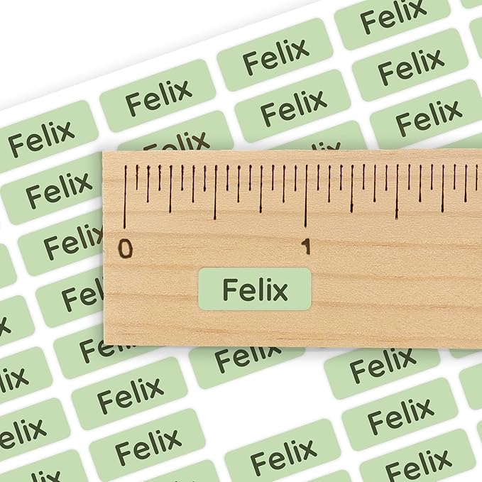 Mini Name Labels (175) - Custom Personalized Name Labels for Labeling Tiny Items, Washer and Dryer-Safe Waterproof Labels for Daycare, Preschool, and School - Light Green