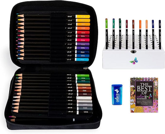 ColorIt 72 Colored Pencils for Artists - Art Tools for Coloring, Drawing & Sketching - Comes with Travel Case, Sharpener & Holder, Plus Bonus Present Box - Colored Pencil Case