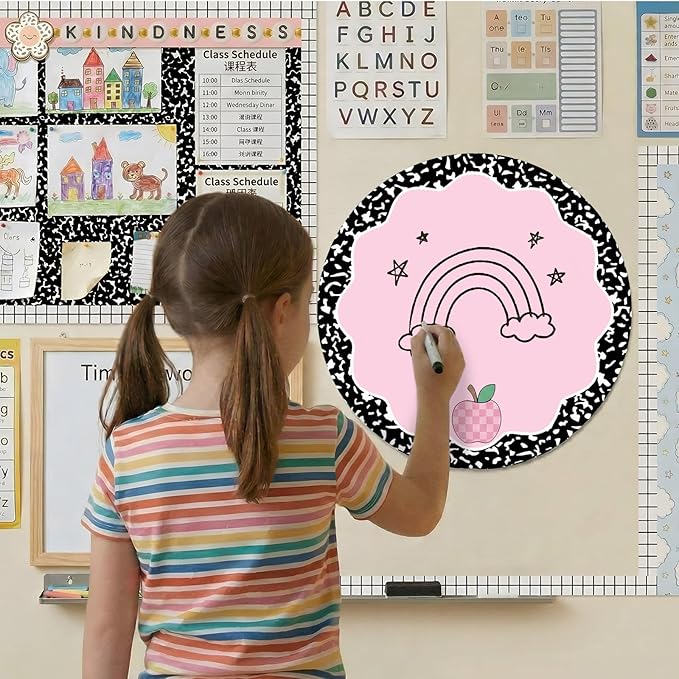 Ireer 12 Pcs 13 '' Dry Erase Dots for Classroom Table Classroom Decor Boho Colorful Stickers for Whiteboard Wall Decor Removable Dry Erase Circles for School Teacher Supplies(Lovely,Fresh Color)