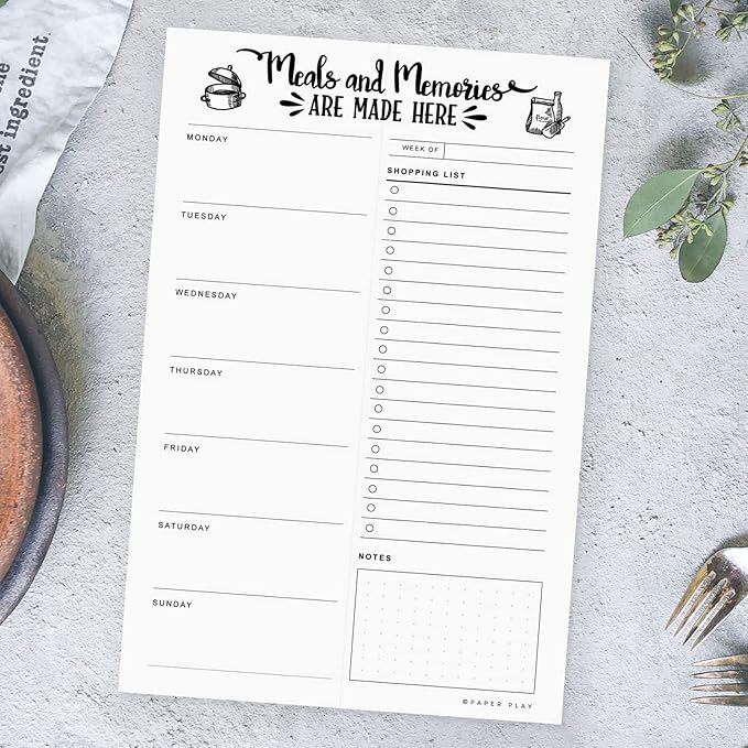 52 Tear-off Sheets Meal Planning Notepad | Magnetic Meal Planning Pad for Fridge 6x9 Inch | Notebook for Meal Planner and Grocery List with Magnet | Weekly Meal Planner for kitchen with Tear Off