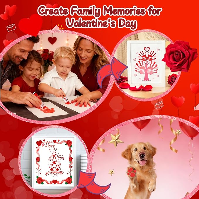 Baby Hand and Footprint Paint with Sponge Head, 2.54 fl oz, Non-Toxic & Acid-Free, Washable Baby Safe Paint for Newborn Keepsakes, Dog Nose & Paw Prints, Ideal New Mom Gift - Red