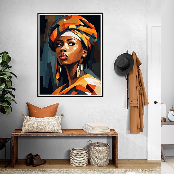 SKRYUIE Paint by Numbers Kit for Adults Beginner African Woman, Acrylic African American Oil Painting by Numbers Kits with PaintBrushes Paintwork Art Crafts Canvas for Home Decor 16x20 inch