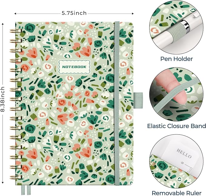 AHGXG Spiral Journal Notebook, 160 Lined Pages, A5 Size (5.7'' x 8.3'')