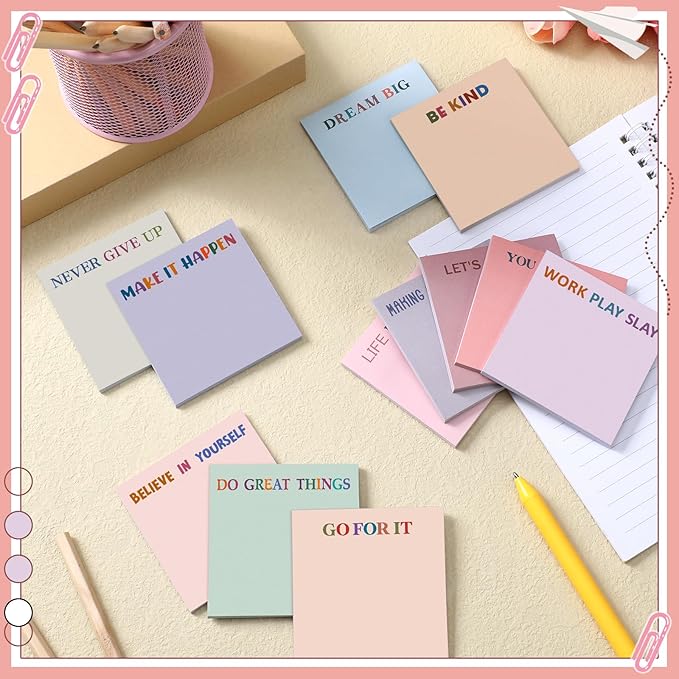 Yinder 24 Pcs Inspirational Sticky Notes Cute Motivational Sticky Notes Pad End of Year Employee Appreciation Gifts Bulk for Teacher Nurse Coworkers Office Supplies 3 x 3'' (Inspirational,Aesthetics)