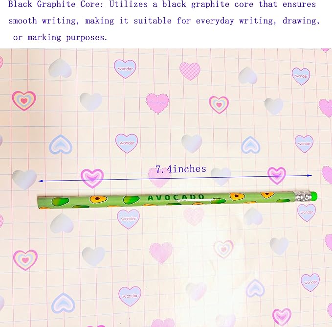 72PCS Corlorful Wooden cased Pencils for Kids with Erasers, Wood Wedding Golf for School,Drawing,Gift (72PCS) (Fruit, 72)