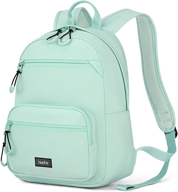 HanTrip 13 Inch Mini Small Travel Backpack Cary on For Women Men, Cyan | 13L Capacity, Lots of Pockets, Padded Shoulder Strap, Lightweight, Water Resistant, Bookbag for College, Commuter, Work