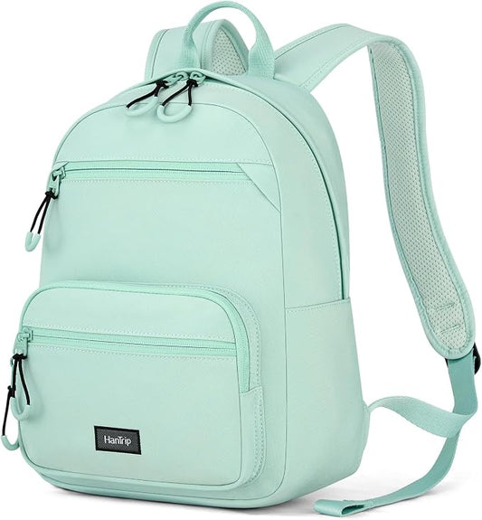 HanTrip 13 Inch Mini Small Travel Backpack Cary on For Women Men, Cyan | 13L Capacity, Lots of Pockets, Padded Shoulder Strap, Lightweight, Water Resistant, Bookbag for College, Commuter, Work