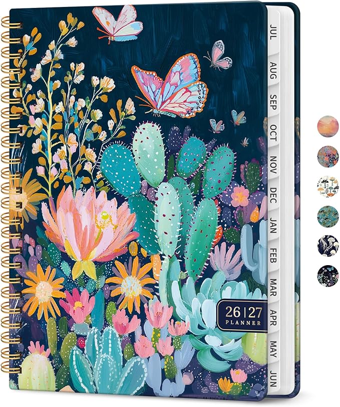 Planner 2026-2027, Academic Year Monthly and Weekly Calendar Planner, Jul 2026 - Jun 2027, Hardcover Teacher Student Planning Agenda book with Tabs, Perfect for School Office Supplies, 8.5" x 11" - Desert Whimsy