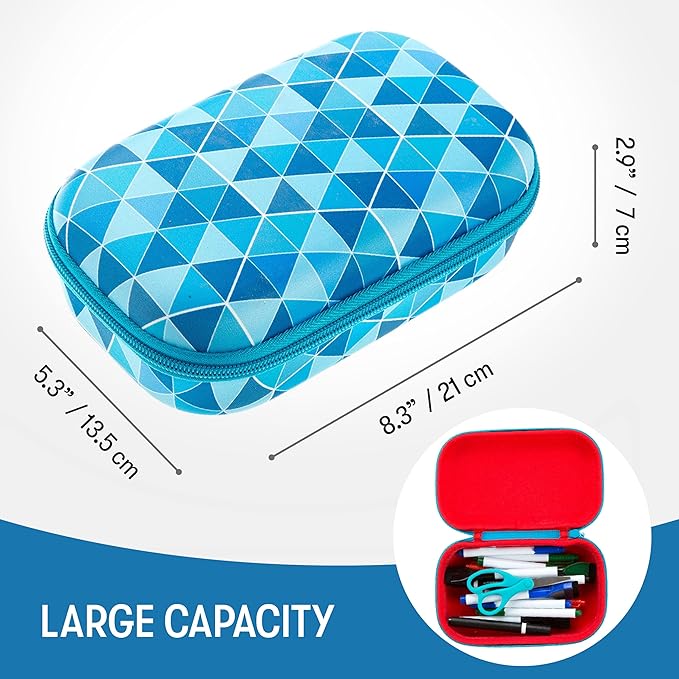 ZIPIT Blue Pencil Case for Kids, Cute Pencil Box for School, Large Capacity Stationery Organizer Box