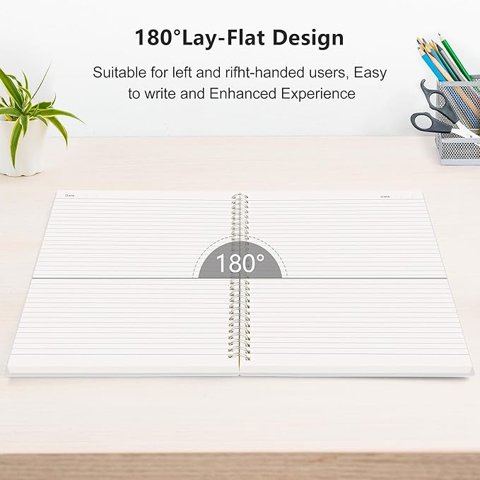 RETTACY Spiral College Ruled Notebook, 2-Pack, 160 Pages per Pack, B5 Medium Size (7.6" x 10"), for School, Work, Writing, Journaling, 100 GSM Thick Paper, Flexible Plastic Cover