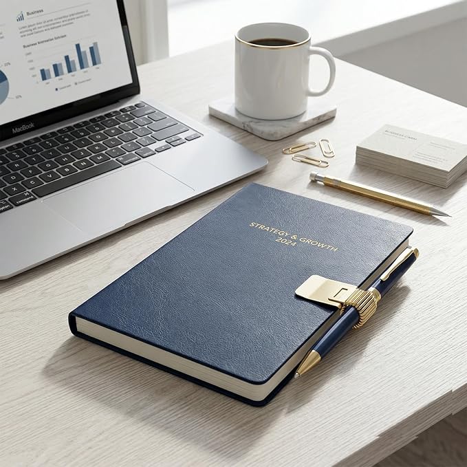Chedin 5 Pack Gold Metal Pen Clip Holder, Portable Adjustable Spring Pen Loop Organizer for Notebook & Clipboard, Suitable for School Office, Home