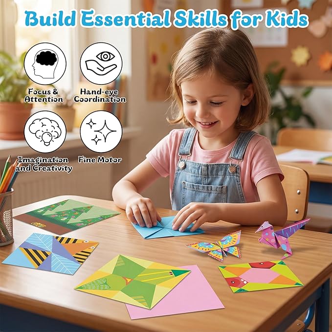 AluAbi 152 Sheets Origami Paper Kit for Kids Ages 5-8 8-12,Colorful Folding Paper with 72 Patterns & Instruction Book,Double Sided Origami Kit for Beginners,Art & Crafts Supplies Gifts for Boys Girls