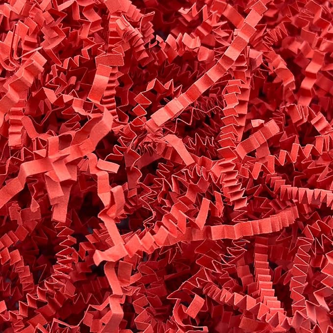 1LB Crinkle Cut Paper Shred Filler for Gift Box Bag and Basket On Holidays(Red)