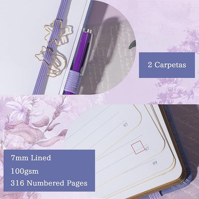 TIEFOSSI A5 Lined Journal, Cute Cat Journal for Women Girls, College Ruled Notebook with Pretty Sakura Pattern, Aesthetic Diary for Writing Journaling Drawing, Golden Edges