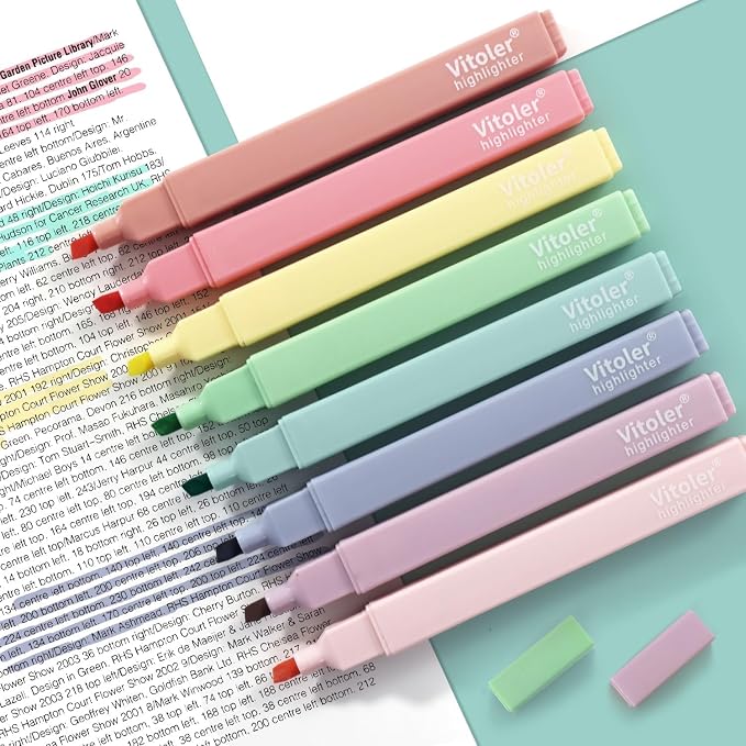 Bible Highlighters,Assorted Colors, Cute Paste Chisel Tip 8 pack | Aesthetic Cute Highlighters For Bible & Journaling, Back To School Supplies
