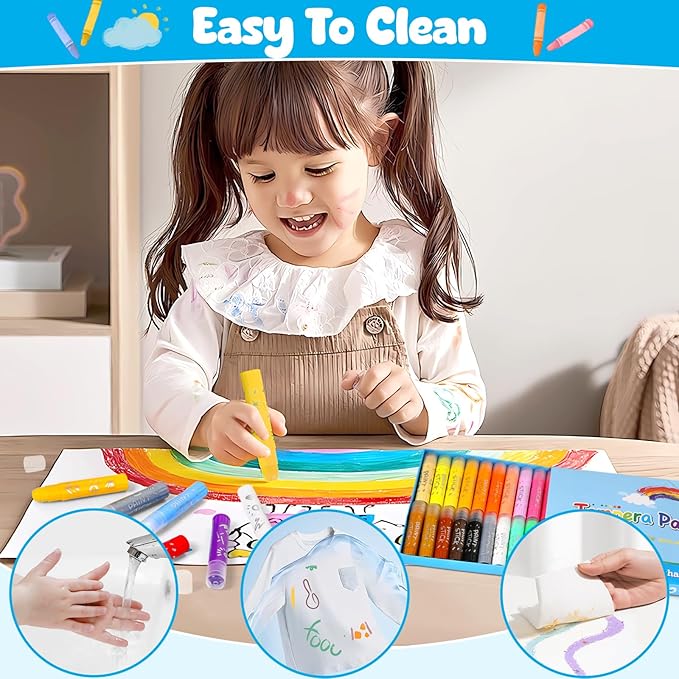 Tempera Paint Sticks For Kids 2-4, 36 Assorted Colors Washable Paint Set, Back to School Art Supplies for Toddler 1-3, Ideal Basket Stuffers for Boys Girls