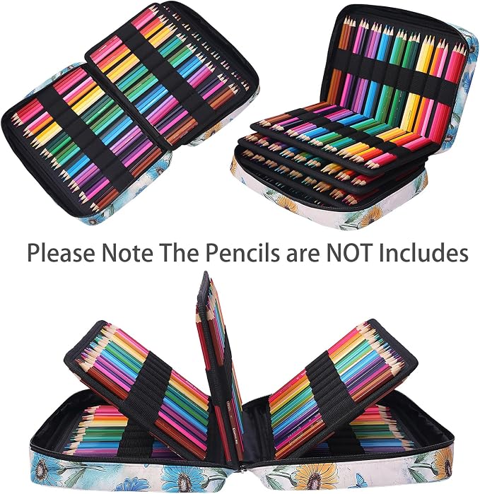 Coloring Pencil Case 220 Slots Pencils/Gel Pens Organizer Waterproof Travel Case Zipper Carrying Portable Pencil Markers Pen Holder Bag for Painter Writers