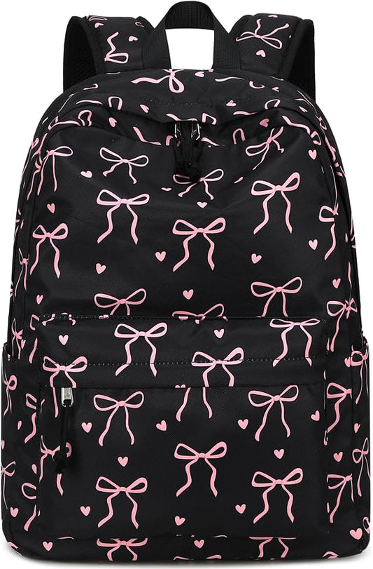 LOIDOU Backpack for Girls School Backpacks Bookbags for Elementary Middle School Women Laptop Backpacks (Bow tie Black, L-17)