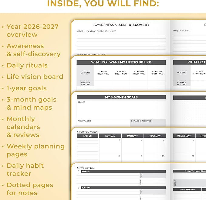 Clever Fox Planner PRO Dated (Jan 2026–Jan 2027) Weekly & Monthly Life Planner to Increase Productivity, Time Management and Hit Your Goals – Organizer, Gratitude Journal – A4 Size (Amber Yellow)