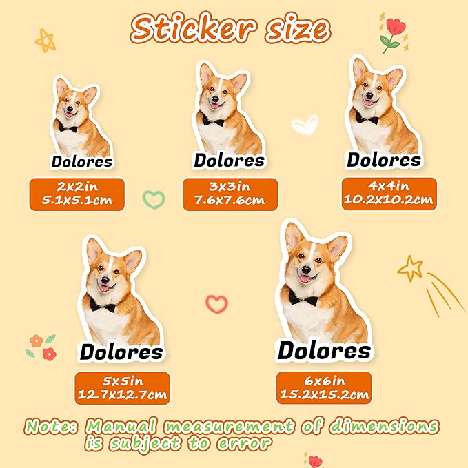 Personalized Pet Photo Stickers for Water Bottles Dog Cat Name Stickers Decals Custom Picture for Tumblers, Helmet, Cups, Phone Cases, Laptop and Dog Cat Bowls (Die Cut)